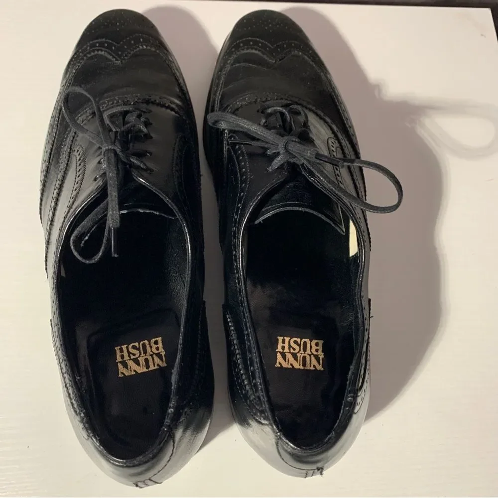 Nunn Bush Dress Shoes Mens 9.5 D Wingtip Oxford Black Leather Lace Up